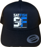 SatFish Rubber Patch Black Trucker Hat