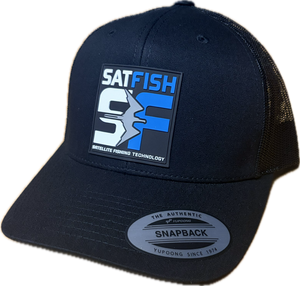 SatFish Rubber Patch Black Trucker Hat